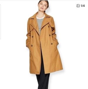 Women's Tan Double-Breasted Trench Coat